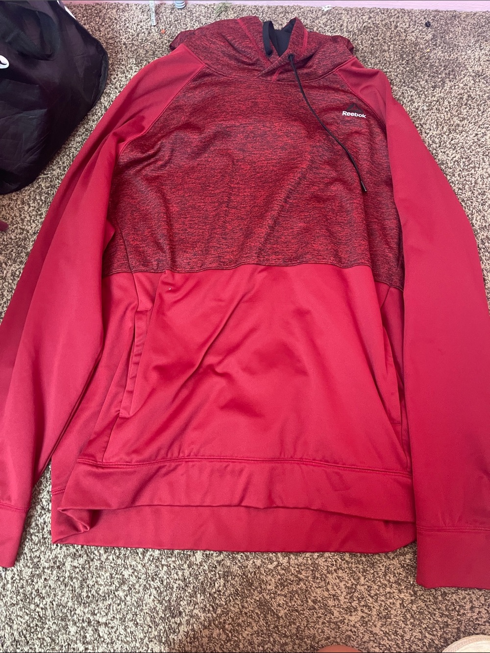 Reebok Red Two-Tone Pullover Hoodie